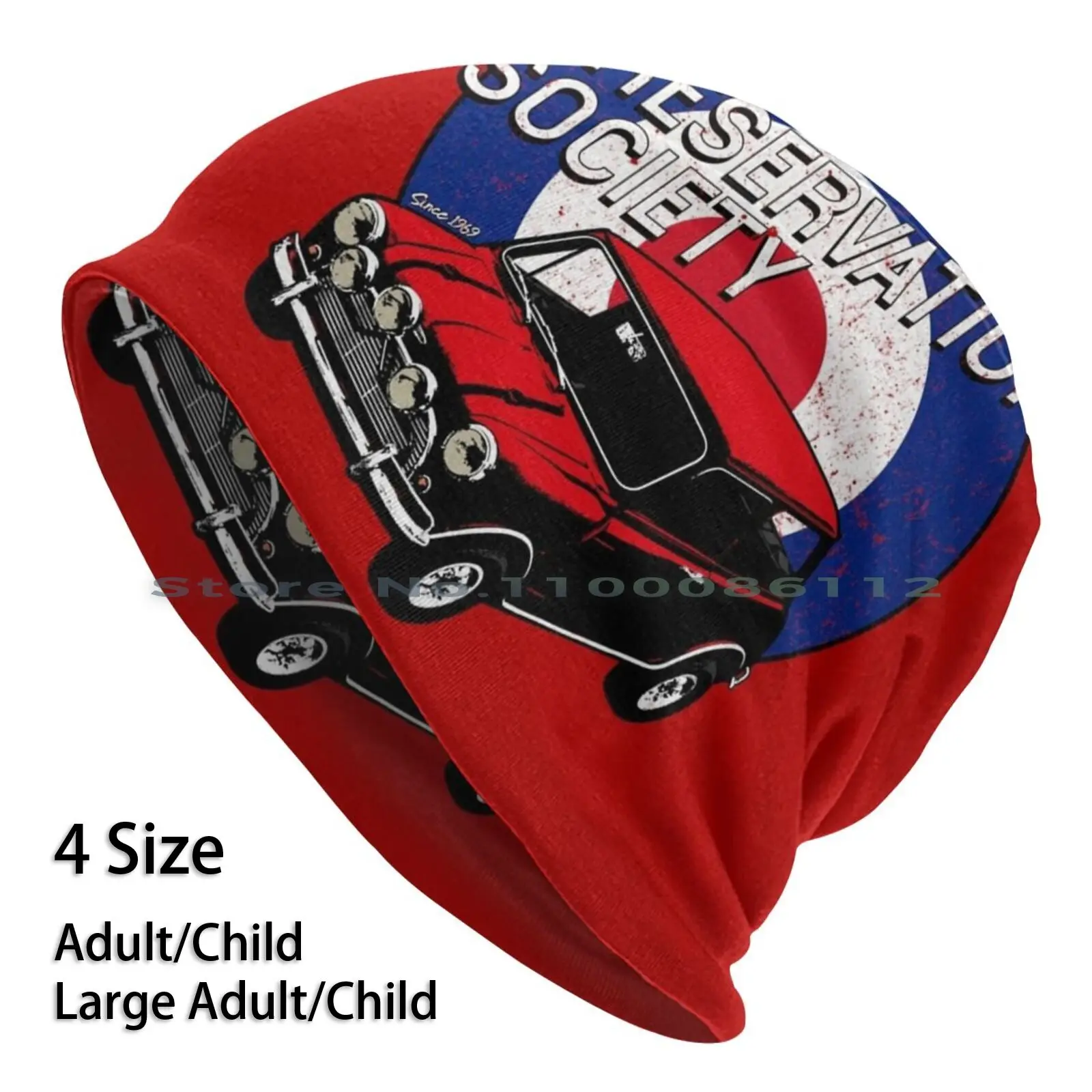 

Self-Preservation Society-Red Beanies Knit Hat Self Preservation Society Mini Cooper Uk England Italian Job 1969 Vintage