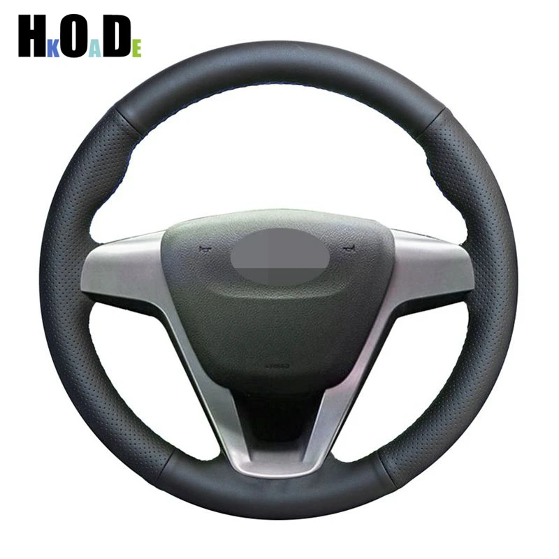 

DIY Black Hand-stitched Artificial Leather Car Steering Wheel Cover for Lada Xray 2015-2019 Vesta 2015 2016 2017 2018 2019