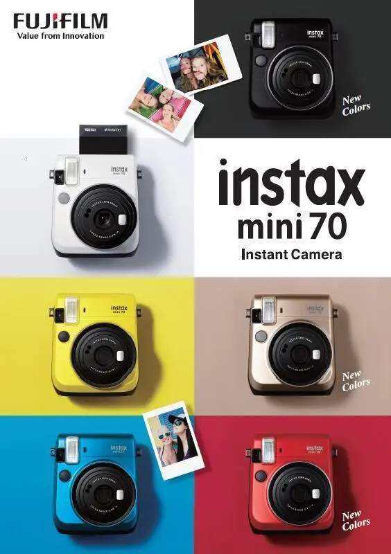 6 цветов Fujifilm Instax Mini 70 мгновенная фотокамера моментальной печати красный черный синий желтый белый золотой