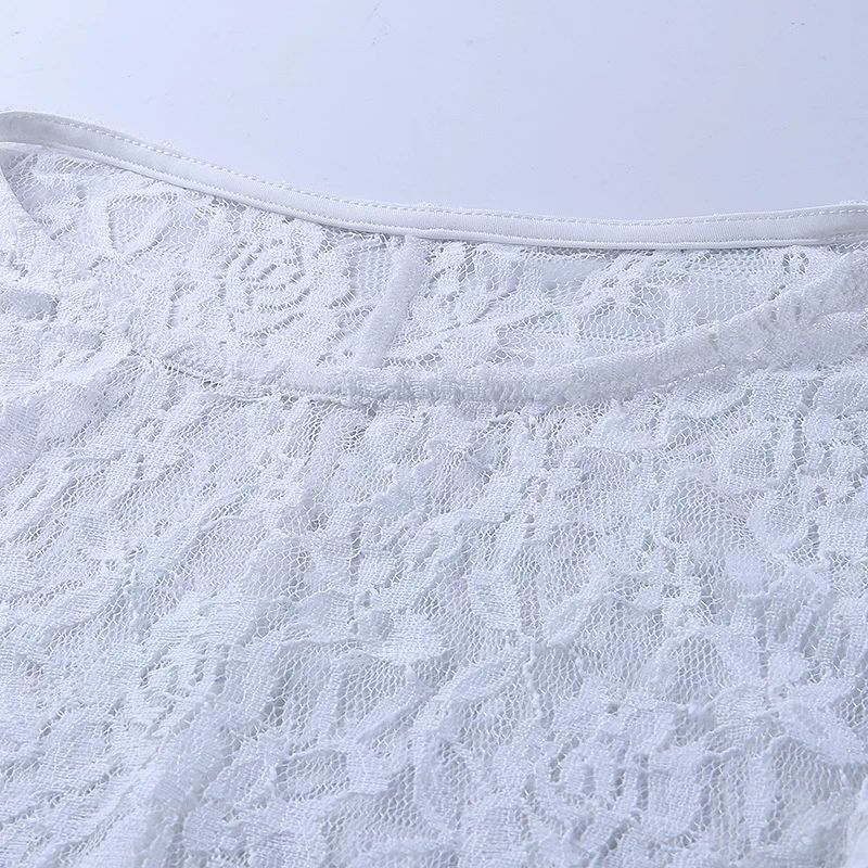 Новые пикантные белые кружевные Детские футболка с длинным рукавом пышными