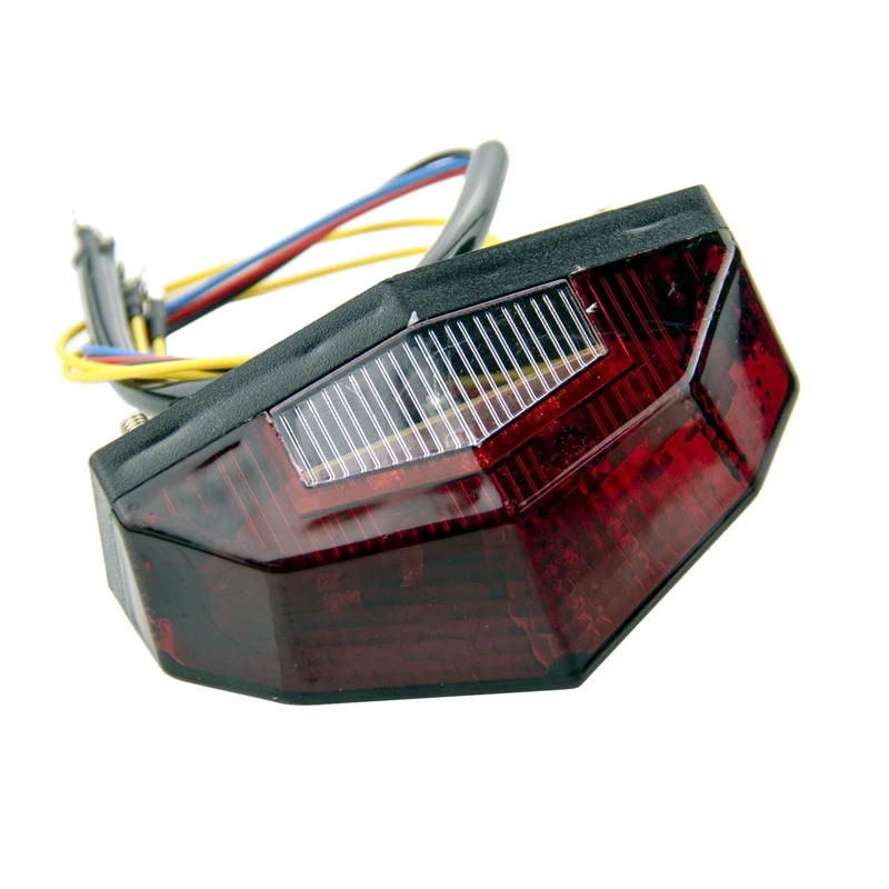 

DHBH-Универсальный 12V щит Форма светодиодный мотоцикл белый номерной знак светильник красный хвост Задние огни светильник s тормозной стоп-си...