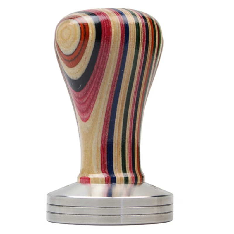 

Coloured Soild Wood Coffee Tamper Flat Base Hammer Stainless Steel Powder Tamper Espresso Accessories