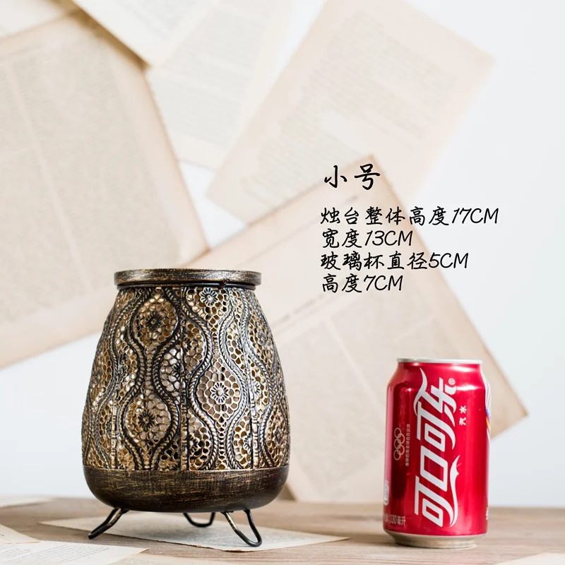 Ветрозащитный роскошный Настольный подсвечник черный железный винтажный