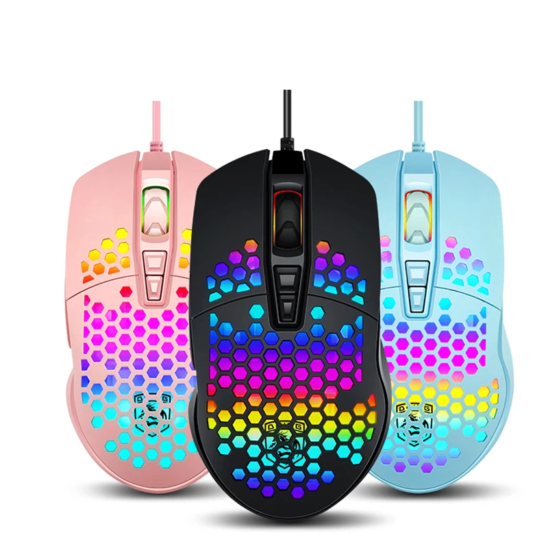 

RGB Wired Hole Mouse Lightweight Beehive Profession Gamers 7200dpi Gaming Hollow Mice 6 Programmable Buttons For Computer Laptop
