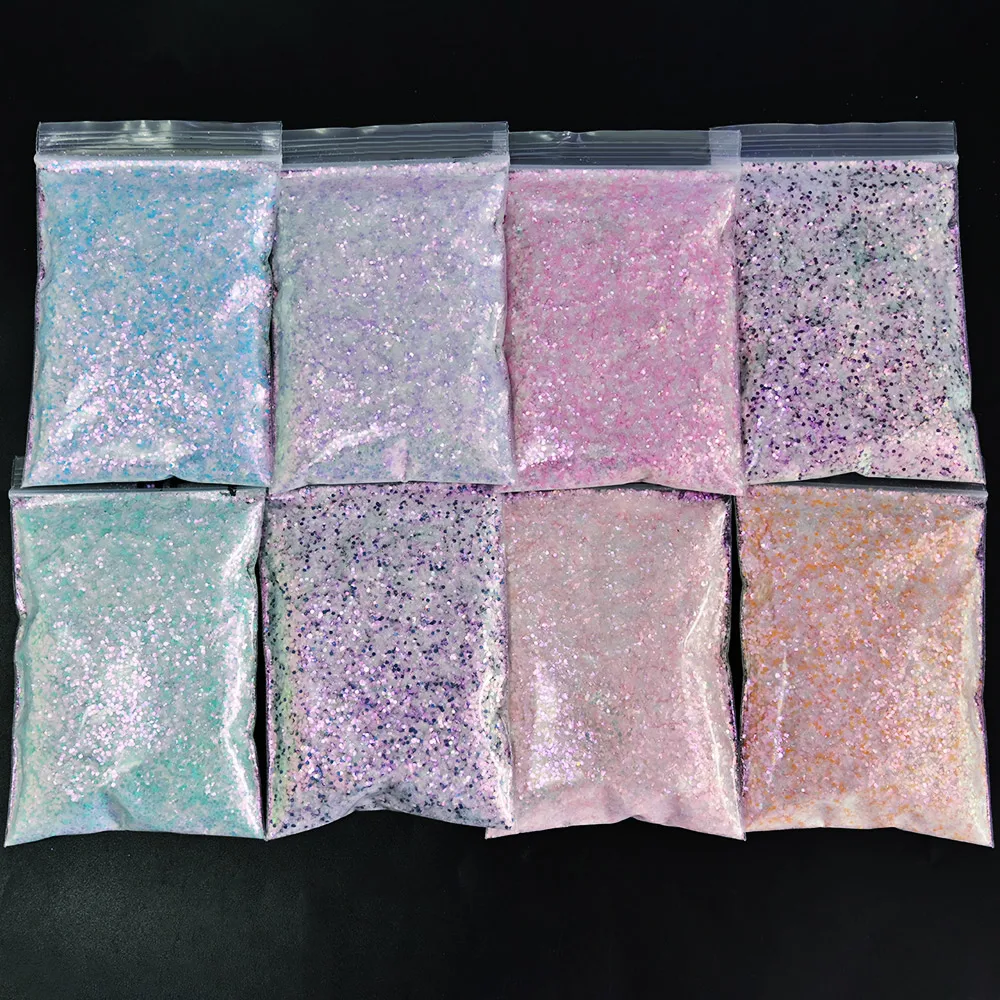 

50g Mermaid Glitter Sequins Spangles Manicure Nail Art 3D Hexagon Rainbow Glitter Charms Sparkly Flakes Nail Slice PailletteH&*&