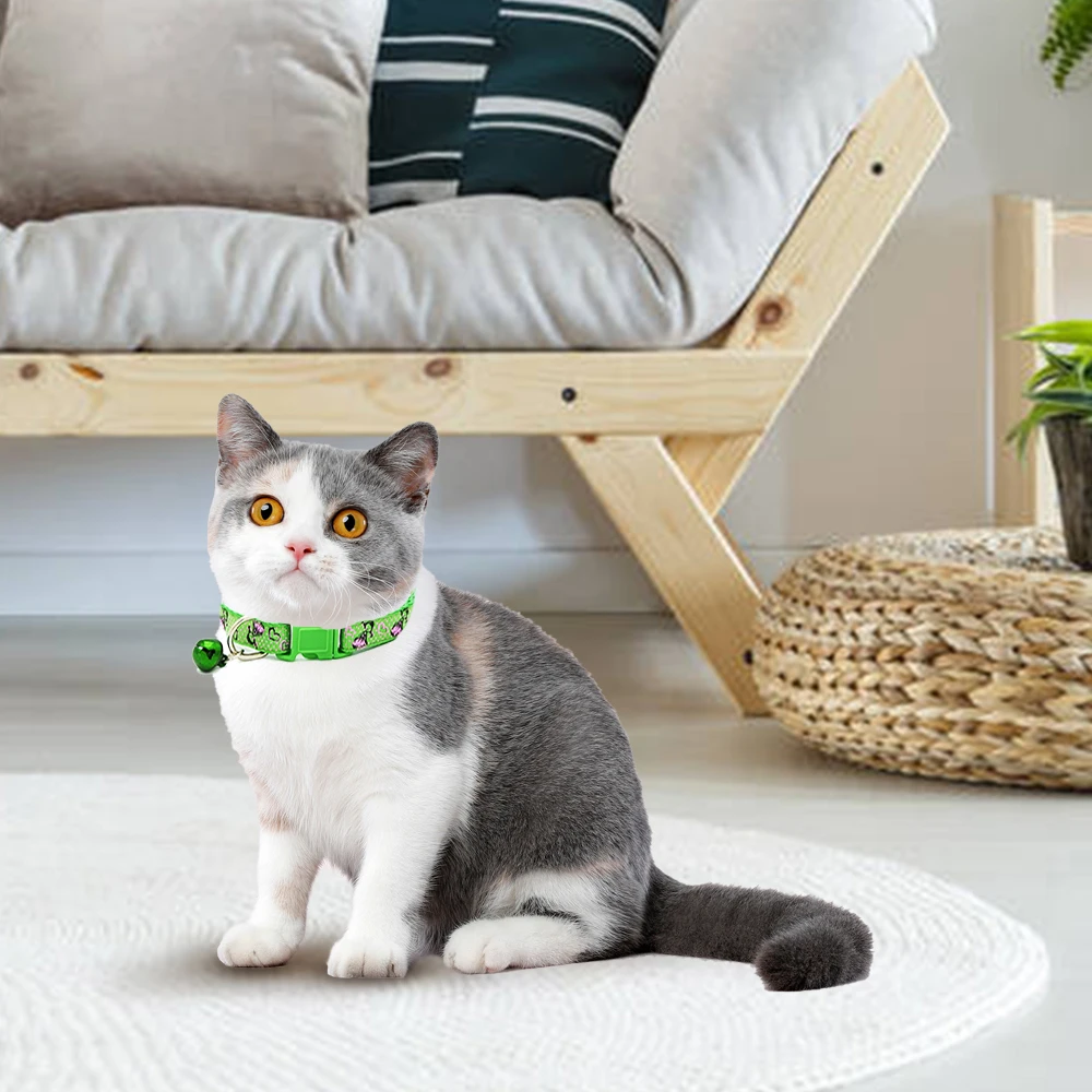 

5 Colors Cats Bells Collars Adjustable Nylon Buckles Fashion Reflective Pet Collar Cat Head Pattern Supplies For Accessories