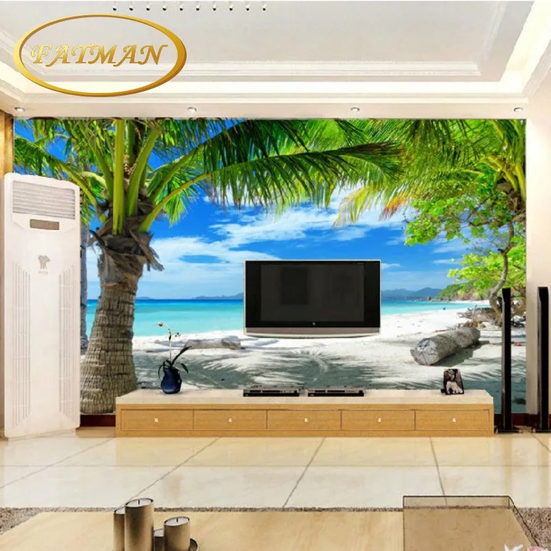 

Dropshipping Custom Photo Wallpaper Custom Living Room Sofa Background Hotel Corridor Wallpaper Mural 3D Seaview Mural