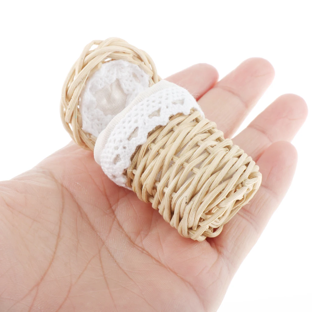 

Dolls House Miniature Basket Dollhouse Decor Ornaments, Handmade Bamboo