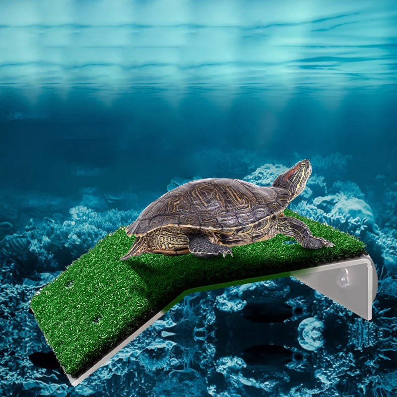 

Turtle Basking Drying Platform Suction Cup Tortoise Climbing Ladder Simulated Lawn Landscaping Fish Tank Decoration Drop Ship