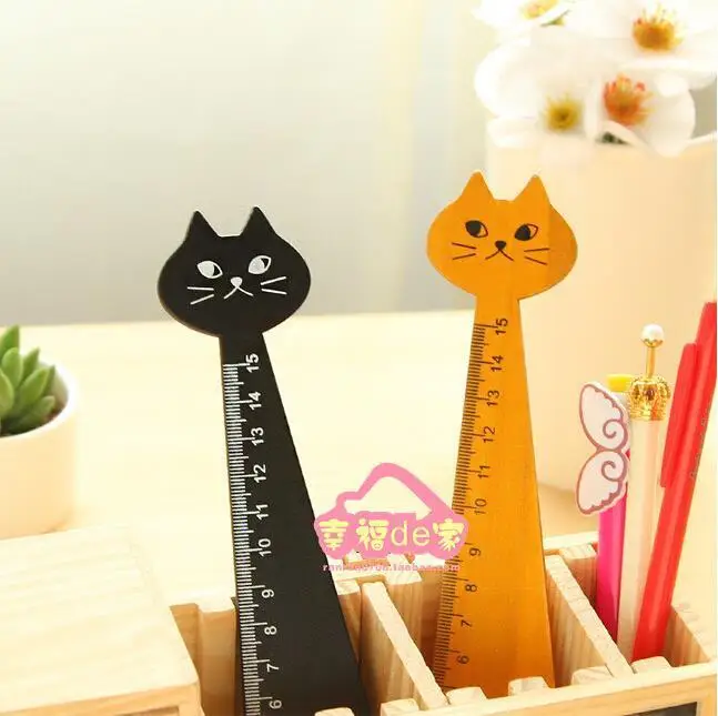 10 шт. Lytwtw Кот прямые линейки деревянные Kawaii Канцелярские инструменты мультфильм рисунок подарок корейский офис школы котенок