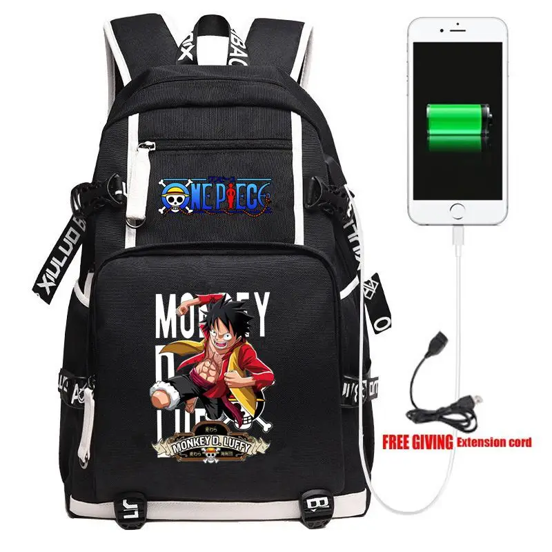 

Новый цельный рюкзак Luffy с USB, дорожные сумки унисекс для ноутбука на плечо, Мультяшные подростковые детские школьные сумки, сумка для книг