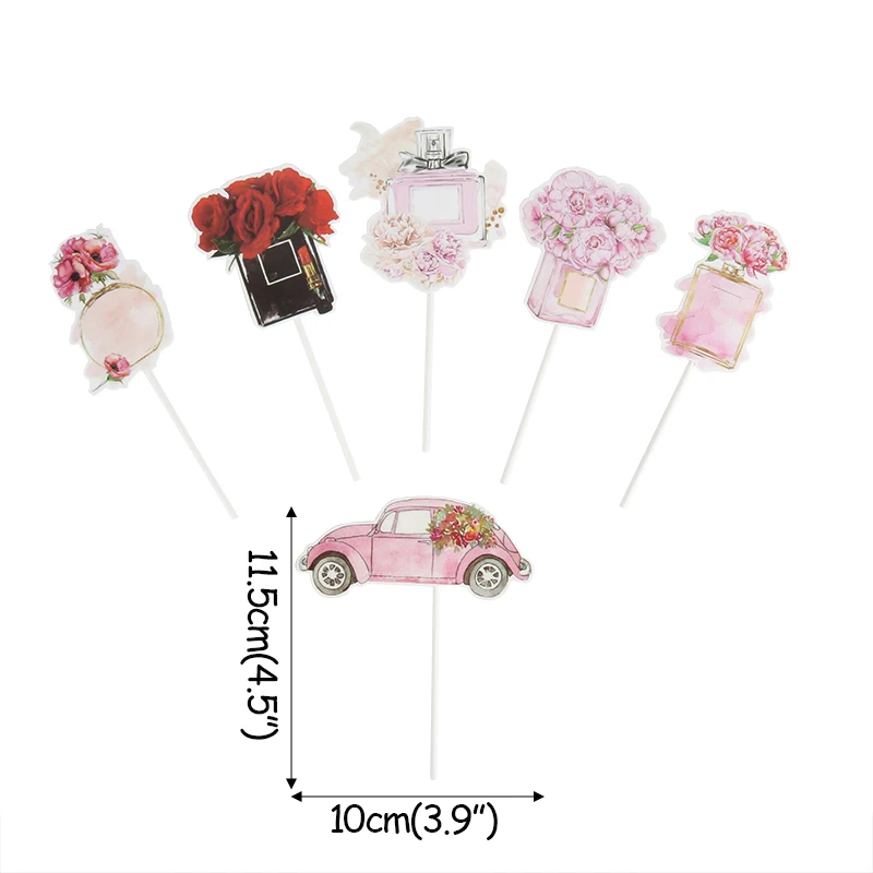 1 set cake topper Посуда в розовый горошек с горячей штамповкой для девочек, для первого дня рождения, украшения, тарелки, чашки для свадьбы, невесты, вечерние принадлежности для детского декора - Цвет: 1 set cake topper