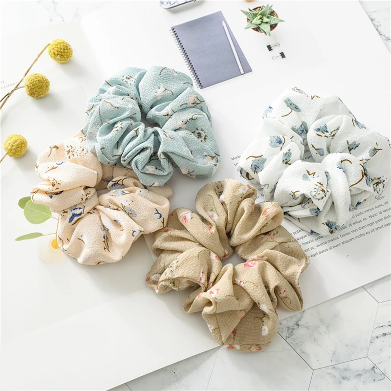 Резинка для волос женская с цветочным принтом мягкая эластичная заколка хвоста