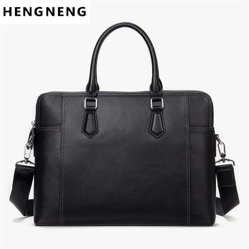 Man Briefcase Bag Genuine Leather Shoulder Messenger Bags Famous Brand Business Office Handbag For 14 Inch Laptop