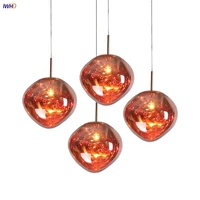 20cm red glass led pendant lamp modern nordic hanging lamp home living room ceiling decor e27 ac 110v 220v lustres de plafond