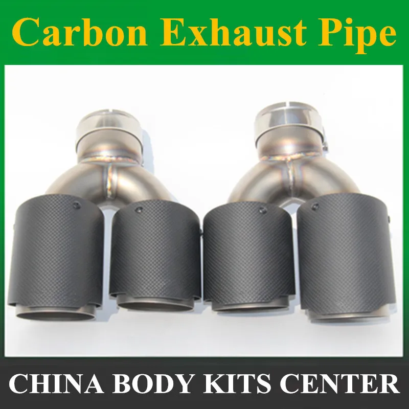 

Пара Y-образных наконечников для выхлопных газов из углеродистой нержавеющей стали, Двойные наконечники, универсальные наконечники выхлопных газов для BMW, Benz