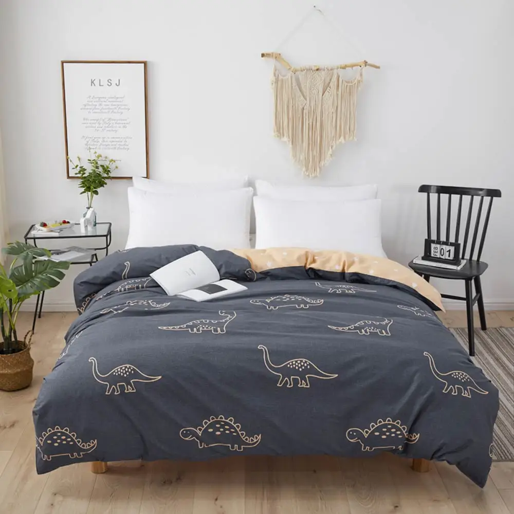 Пододеяльник с рисунками динозавров серого цвета (без одеяла и наполнителей)