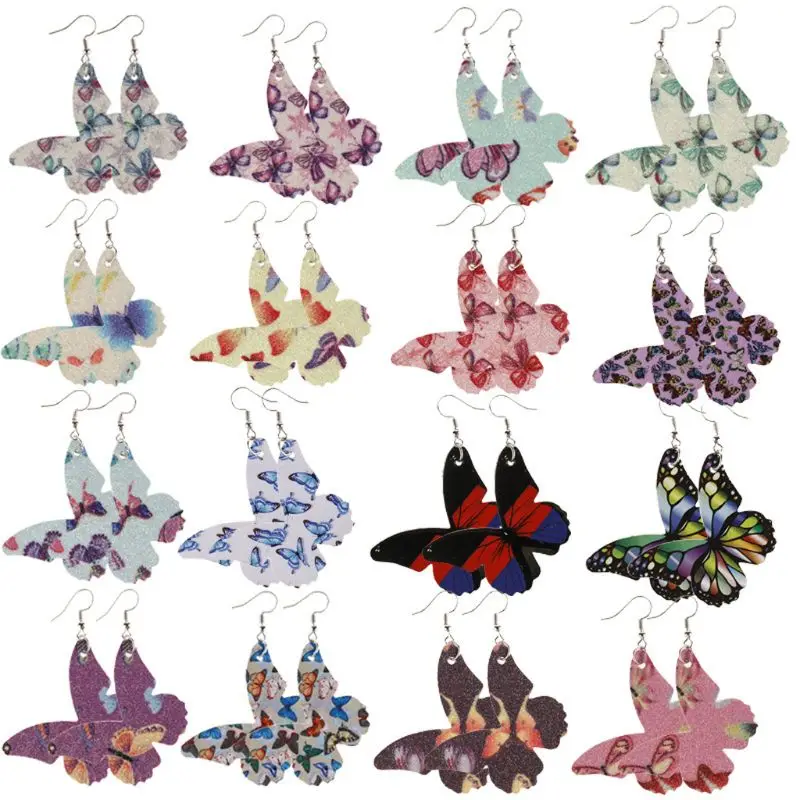 

14 Styles Butterfly Leather Bow Earrings Making Kit PU Synthetic Leather Sheet for Earrings Hair Bows and Craft Making