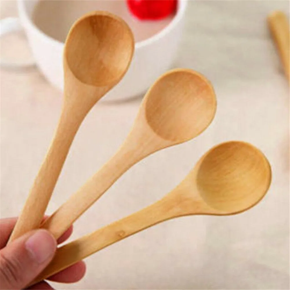 

5PCS Wooden Spoon Japanese-style Kitchen Cooking Condiment Utensil Spoon Coffee Teaspoon Tableware