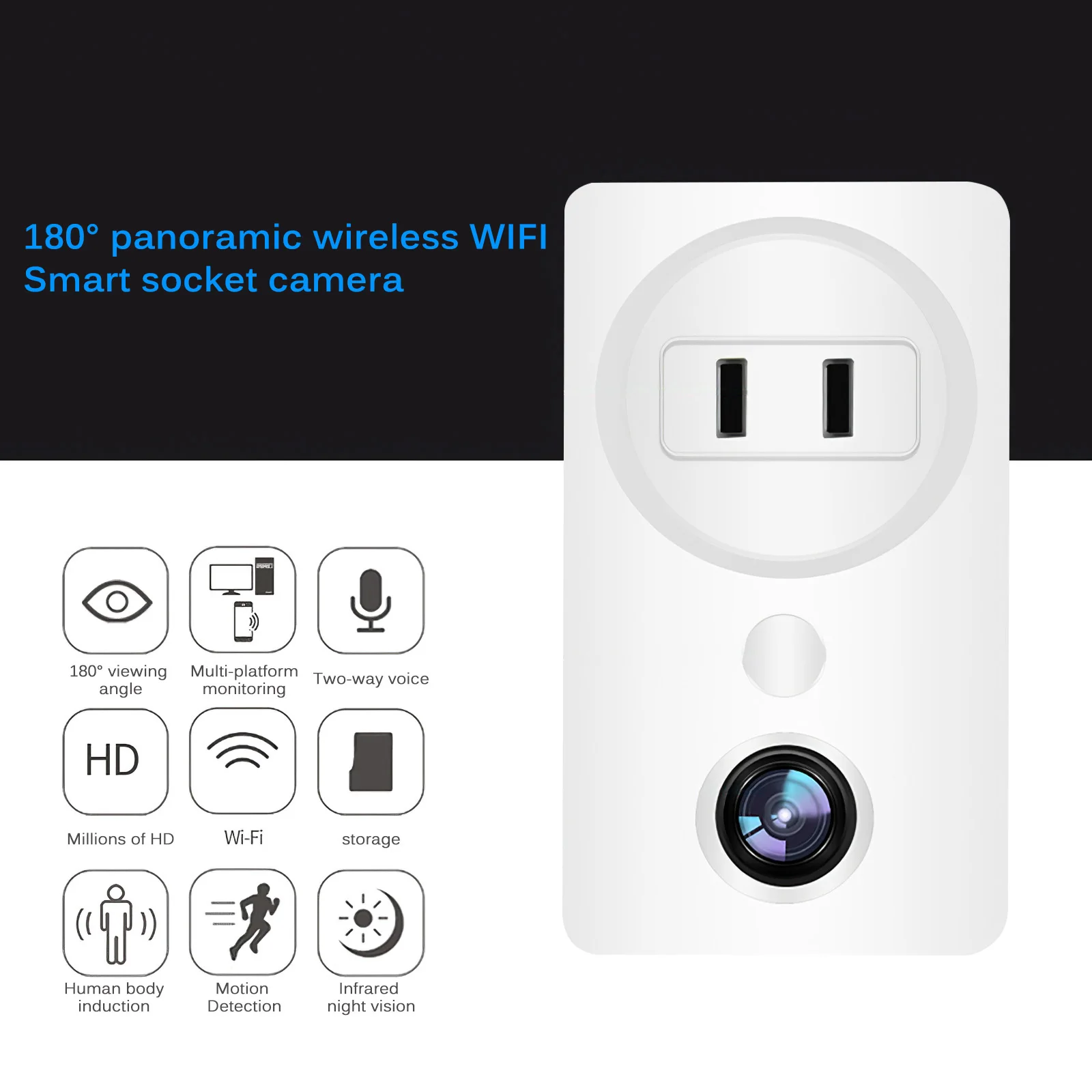 

Беспроводная интеллектуальная камера VR 180 градусов, панорамная камера с двойным инфракрасным ночным видением для офисной парковки