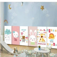 cartoon bed headboards soft bag anti collision tatami childrens room decor cute kids room animals 3d wall stickers bed head
