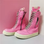 Женские короткие ботинки из мягкой кожи, розового цвета, супер качество 62 # D50, 2021