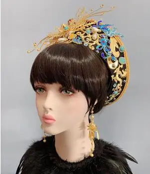 

TV Movie Make up accessories Studio photo Cosplay props Manchu Ethnic hat Oriental Princess Crown bridal crest headdress