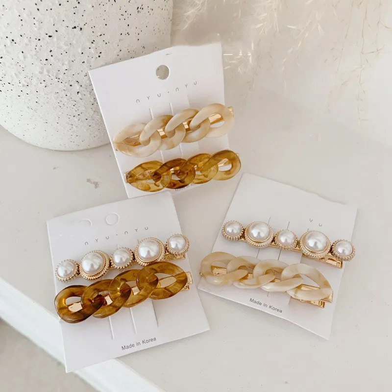 Модная цепочка жемчужная заколка для волос комбинированная девочек женские