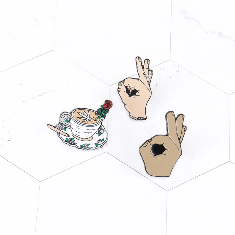 Креативные булавки для кофе и пальцев средний палец F You Rose Coffee Cup панк забавные