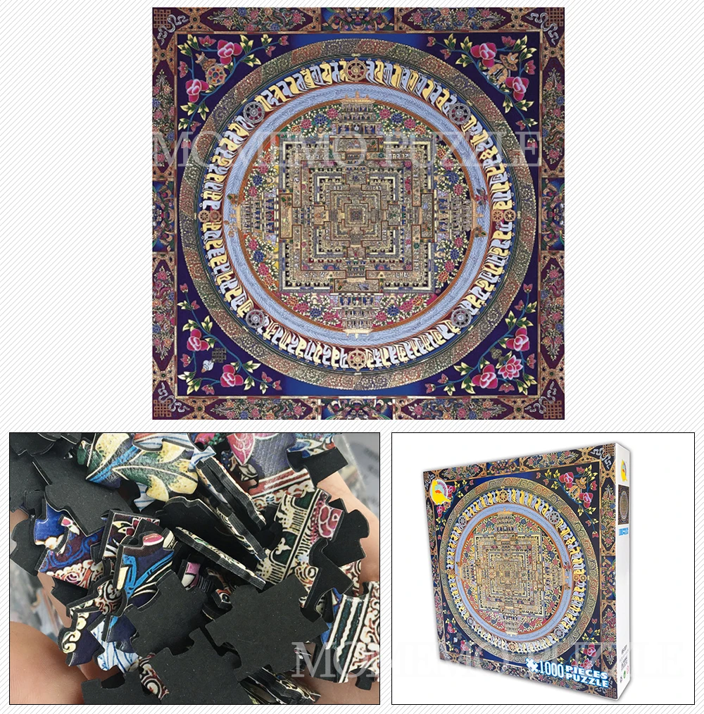 MOMEMO Thangka Пазл 1000 штук черная карточка бумажные головоломки игрушки для взрослых китайская художественная краска Дети образовательные головоломки
