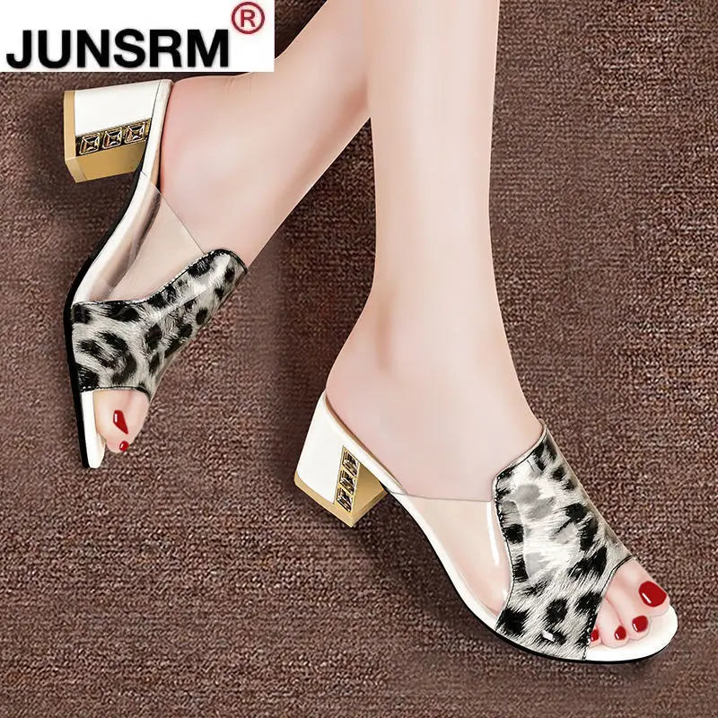 

2021 Women's Shoes Open Toe Platform Shoes Summer Sandals Women's Fashion Slippers Leopard Print Transparent Sandals Thick Heel