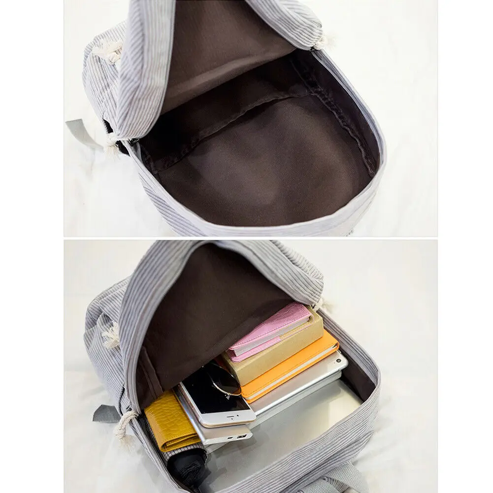 Женский вельветовый дорожный Школьный рюкзак Большая вместительная сумка