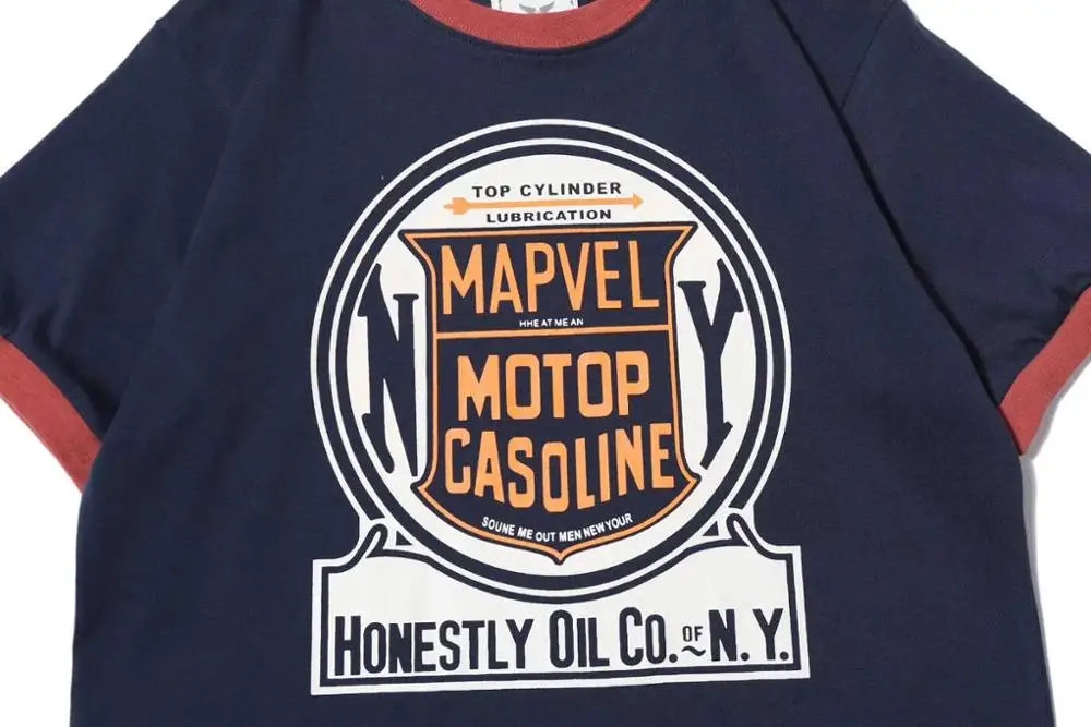 Мужские контрастные цветные принты с коротким рукавом темно-синяя футболка