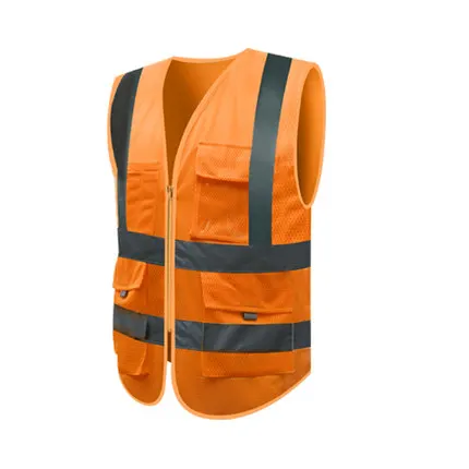 SFvest HI VIS VIZ жилет руководителя высокой видимости светоотражающий сетчатый жилет Мульти-карман жилет безопасности со светоотражающими полосками сетчатый жилет - Цвет: Orange