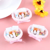 112 mini feeding bottle basket furniture model toys for doll house decoration for kids baby pretend play toy