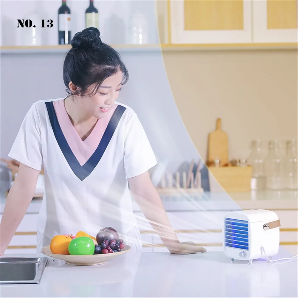 

2020 New Mini Cooler USB Rechargeable Portable Small Cooling Fan with Night Light Cooler Fast Cooling Cool Blue Atmosphere Light