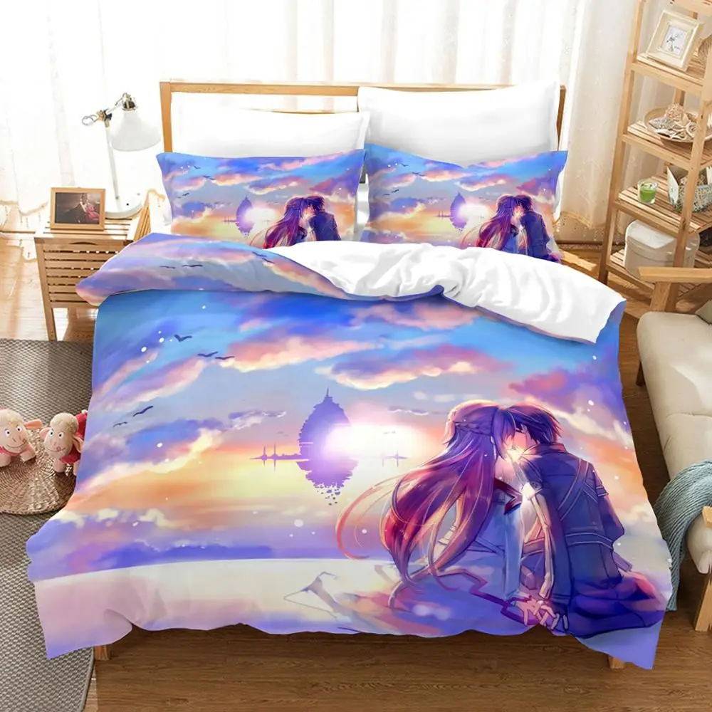 SAO Sword Art Online Anime 3Pcs/Set Bedding Set Sheet Children Room Bed Pillow case Queen | Дом и сад