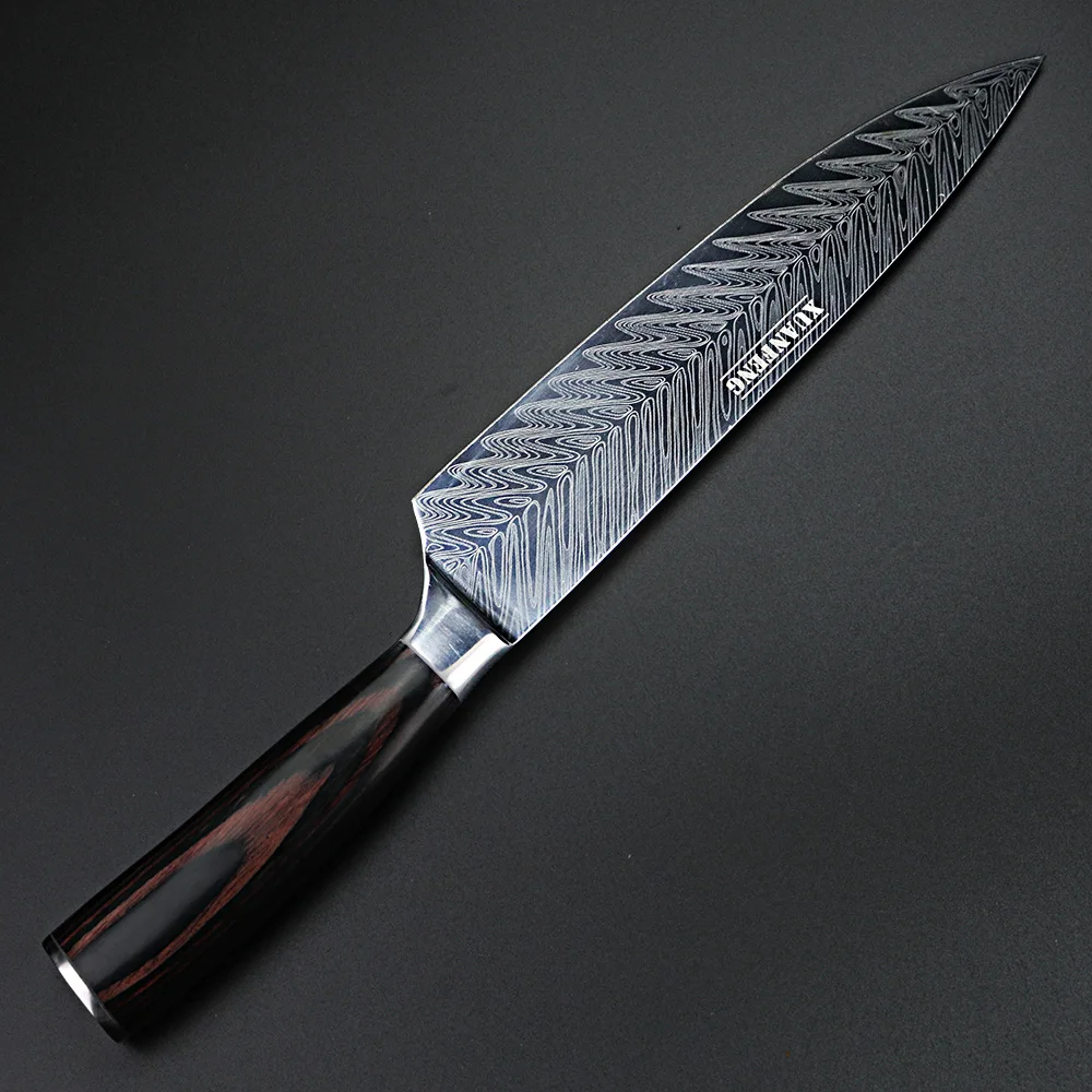 Сюань FENG (Лея фенг) Дамаск Ножи 7 дюймов японский шеф-повар лосось нарезки