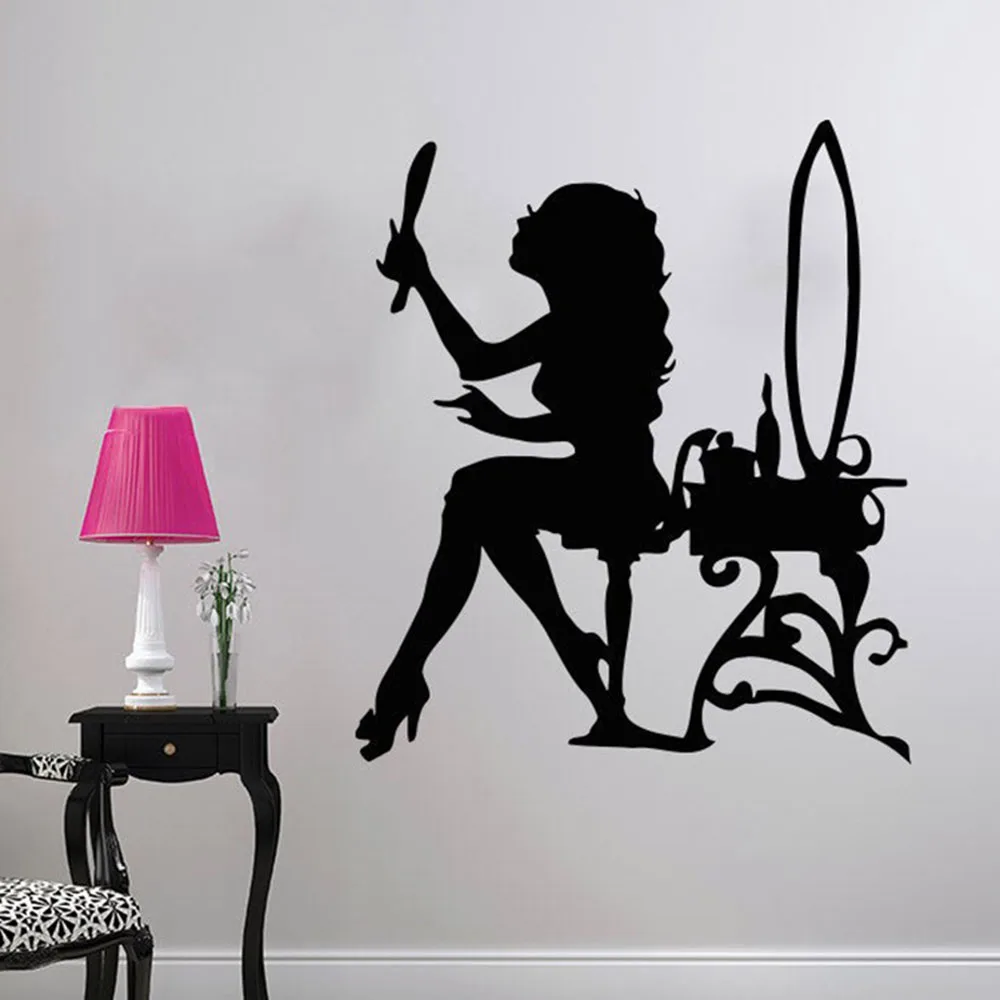 Женская Наклейка на стену для салона красоты Виниловая наклейка с силуэтом