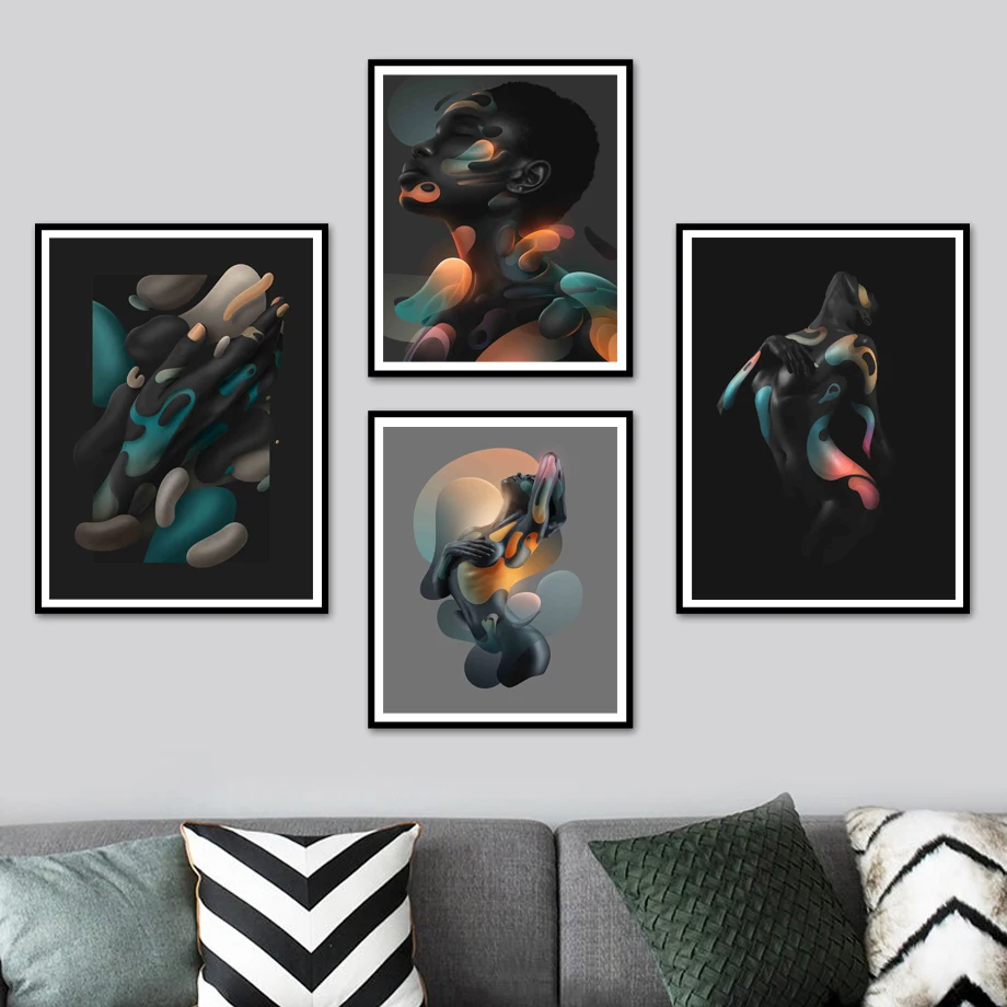 

Abstract Woman Body Color Block Geometry Wall Art Canvas Painting Nordic Posters And Prints Wall Pictures For Living Room Decor
