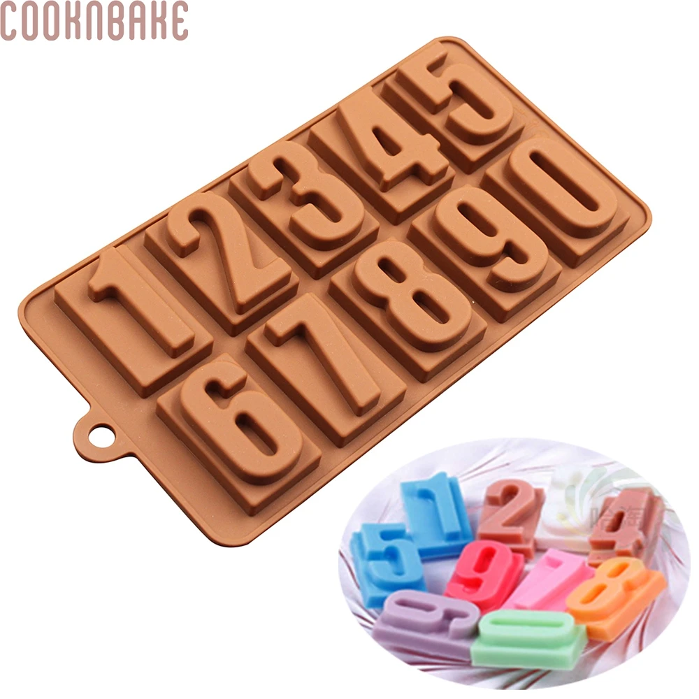 COOKNBAKE цифровая шоколадная Форма Силиконовые формы для торта печенье номер 0 9