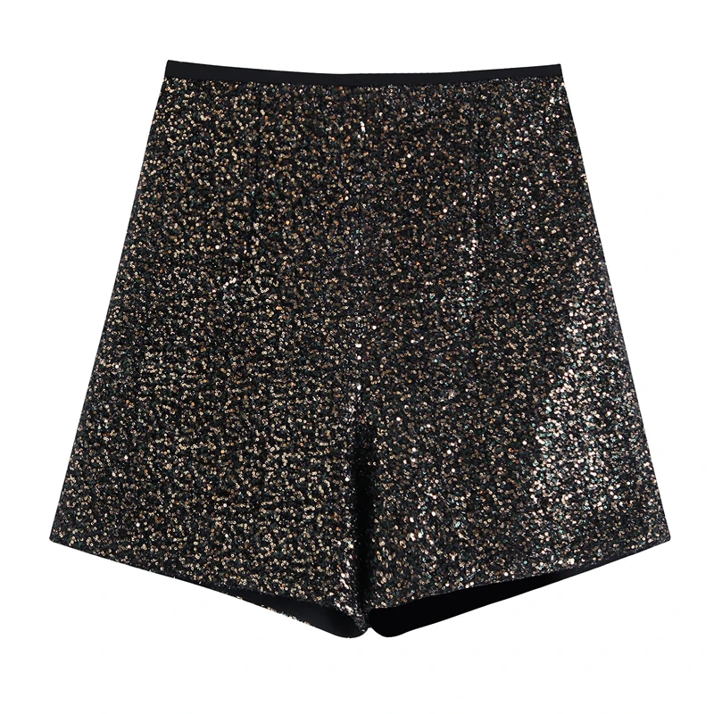 AGong повседневные свободные шорты женские модные тонкие с блестками элегантные