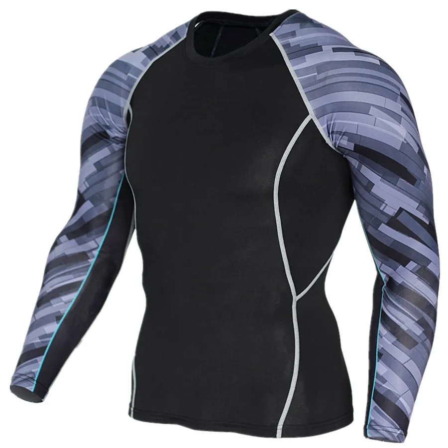 Men's Running T-Shirt Compression Bottom Top Long Sleeve Sports Leotard Running T-Shirt Jersey
