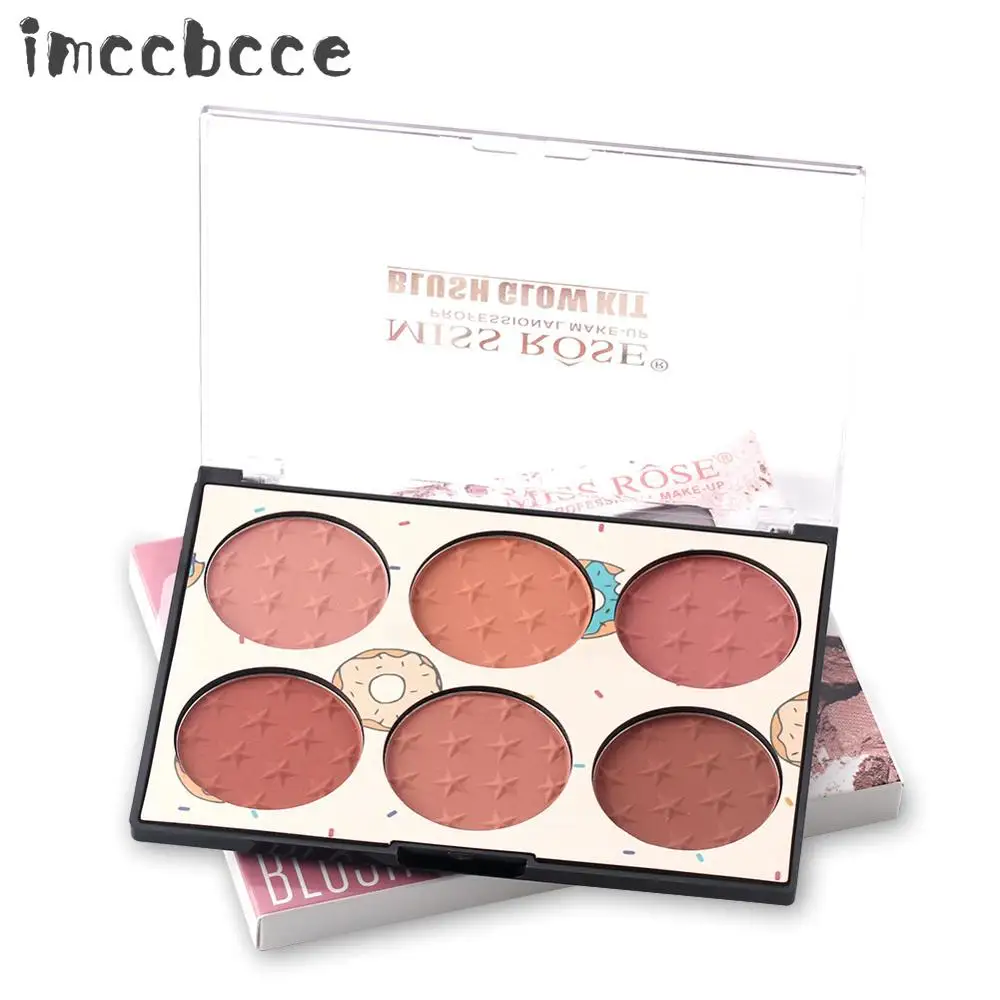 6 цветов палитра румян для лица легкое нанесение макияжа натуральная пудра