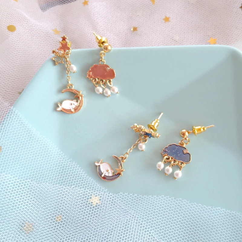 Timlee E129 Новые простые милые облако звезда Луна Кот Имитация Жемчуга Сплав