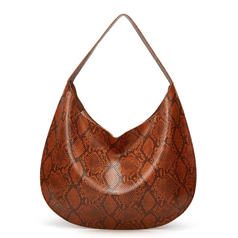 

Fashion Snake Pattern Large Capacity Women Shoulder Bag Soft Casual Black Female Shopping Bag Lady Hobo Handbag Tote Travel Bag