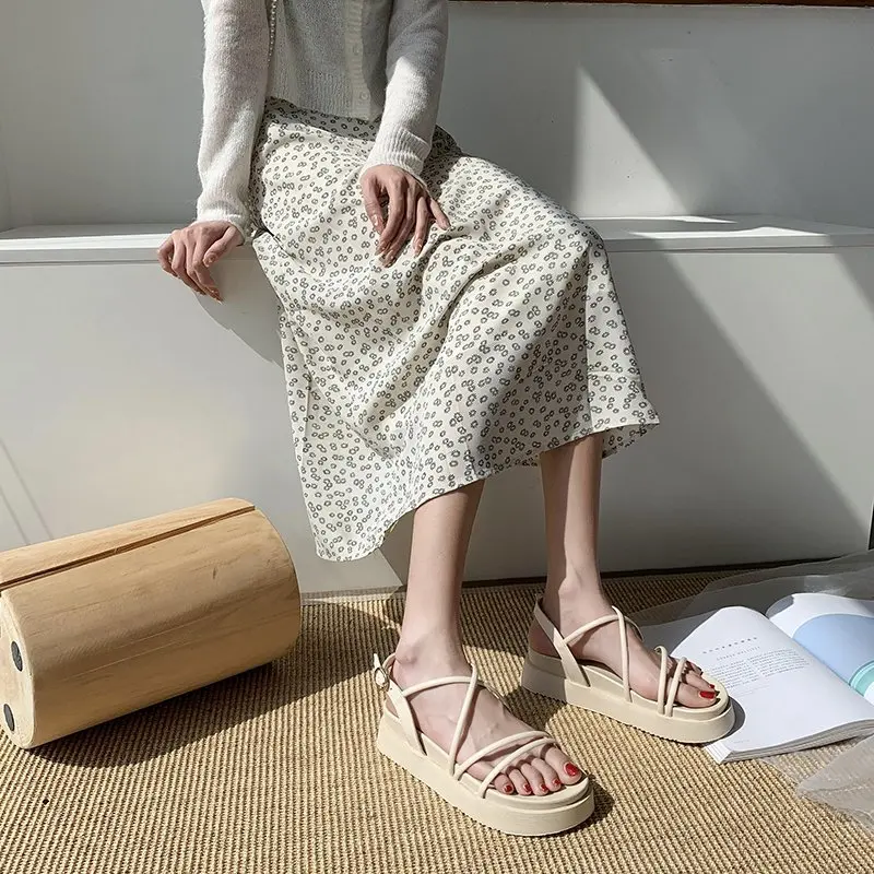 

2021 Summer Luxury Sandals Clogs Wedge Heel Shoe Thick Espadrilles Platform All-Match Open Toe Suit Female Beige Med Fashion Com