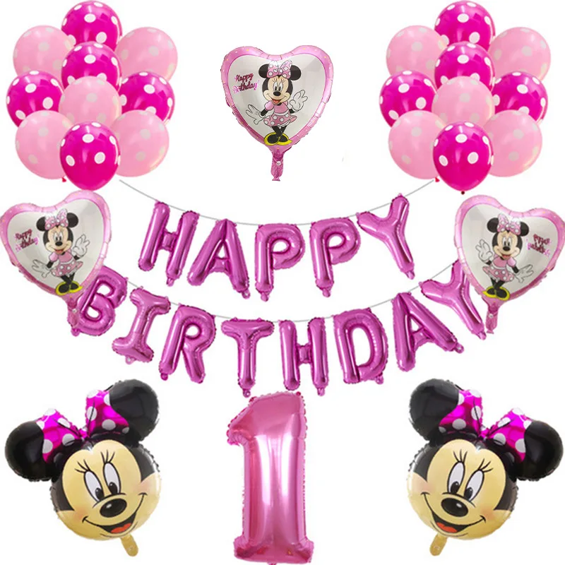 

1set Classic Disney Mickey Mouse Balloon Minnie Number Balloons 1 Year Old Baby Shower 1st Birthday Party Decor Children Toy