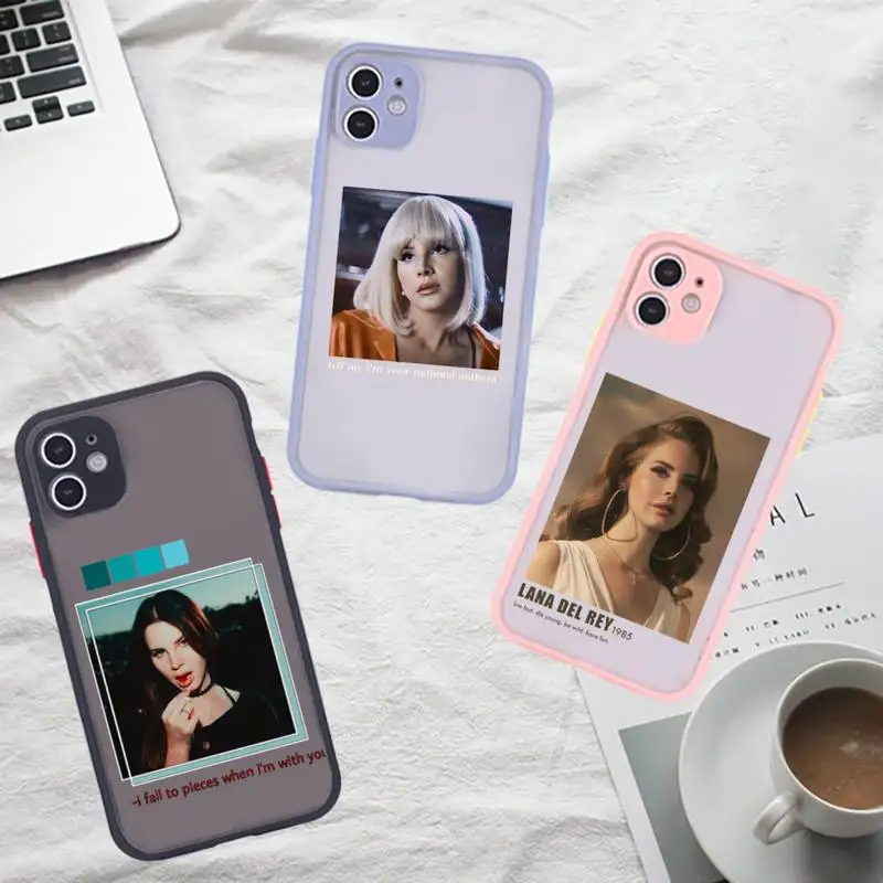 

lana del rey Phone Case For iPhone 12 11 Mini Pro XR XS Max 7 8 Plus X Matte transparent Gray Back Cover