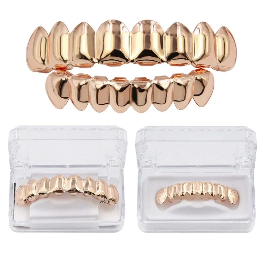 OH 8/8 Hip Hop Teeth Grillz Set Gold Silver Color Top &amp Bottom Body Jewelry Punk Cosplay Party Tooth Grills Gifts | Украшения и